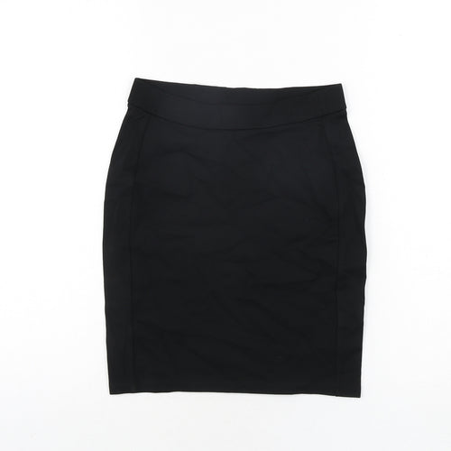 Marks and Spencer Girls Black Viscose Straight & Pencil Skirt Size 11-12 Years Regular Pull On