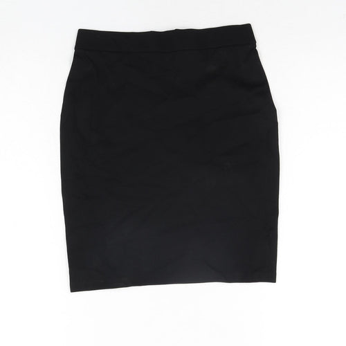 Marks and Spencer Girls Black Viscose Straight & Pencil Skirt Size 11-12 Years Regular Pull On