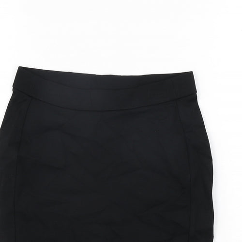 Marks and Spencer Girls Black Viscose Straight & Pencil Skirt Size 11-12 Years Regular Pull On