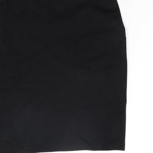Marks and Spencer Girls Black Viscose Straight & Pencil Skirt Size 11-12 Years Regular Pull On