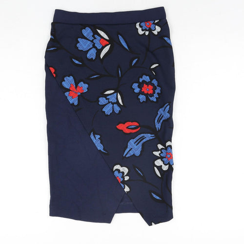NEXT Womens Blue Polyester Straight & Pencil Skirt Size 6 - Floral Print