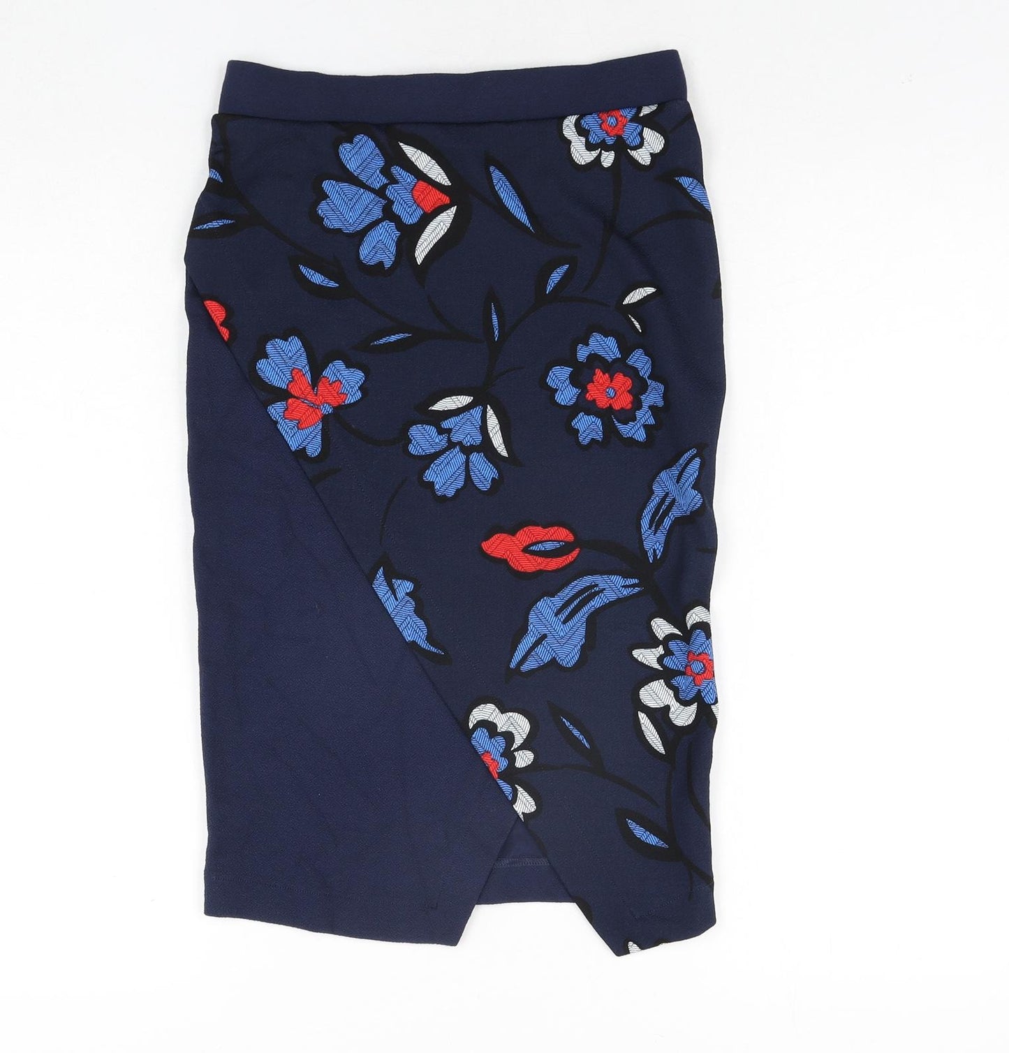 NEXT Womens Blue Polyester Straight & Pencil Skirt Size 6 - Floral Print