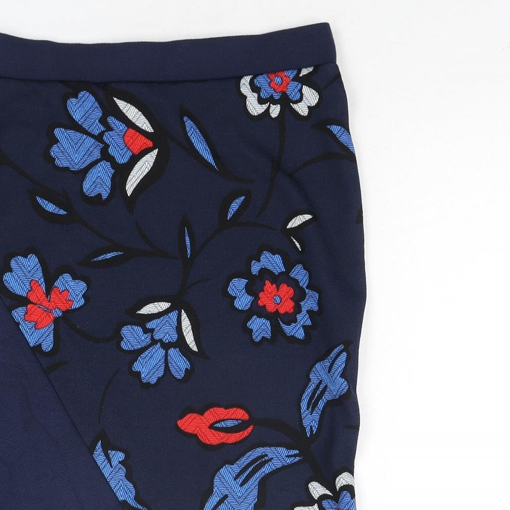 NEXT Womens Blue Polyester Straight & Pencil Skirt Size 6 - Floral Print