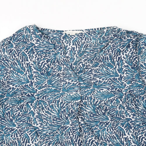 Seasalt Womens Blue Geometric Cotton Basic Blouse Size 18 V-Neck