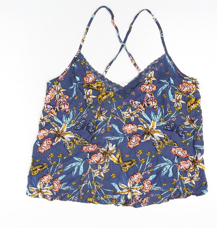 Marks and Spencer Womens Multicoloured Geometric Polyester Camisole Blouse Size 16 V-Neck - Lace Trim Floral Butterfly Print
