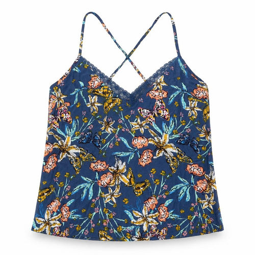 Marks and Spencer Womens Multicoloured Geometric Polyester Camisole Blouse Size 16 V-Neck - Lace Trim Floral Butterfly Print