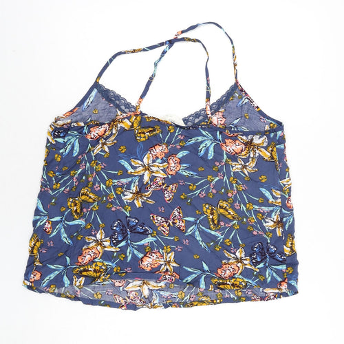 Marks and Spencer Womens Multicoloured Geometric Polyester Camisole Blouse Size 16 V-Neck - Lace Trim Floral Butterfly Print