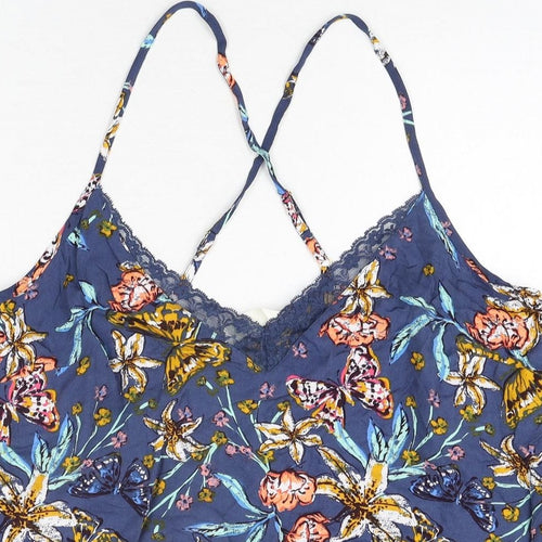 Marks and Spencer Womens Multicoloured Geometric Polyester Camisole Blouse Size 16 V-Neck - Lace Trim Floral Butterfly Print