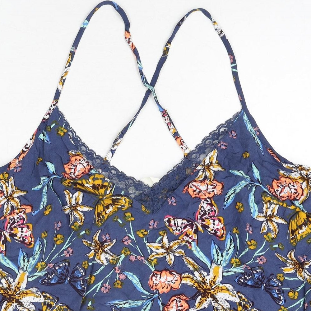 Marks and Spencer Womens Multicoloured Geometric Polyester Camisole Blouse Size 16 V-Neck - Lace Trim Floral Butterfly Print