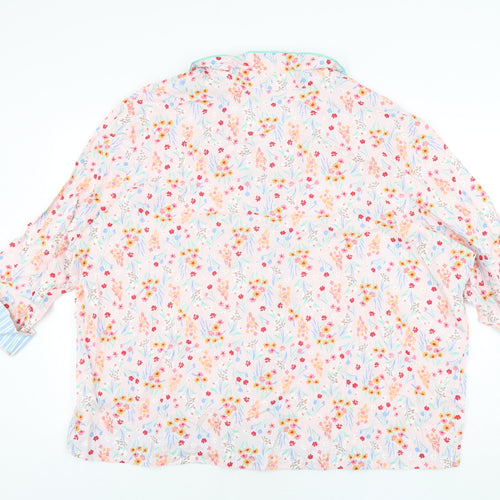 Marks and Spencer Womens Multicoloured Floral Cotton Top Pyjama Top Size 22 Button