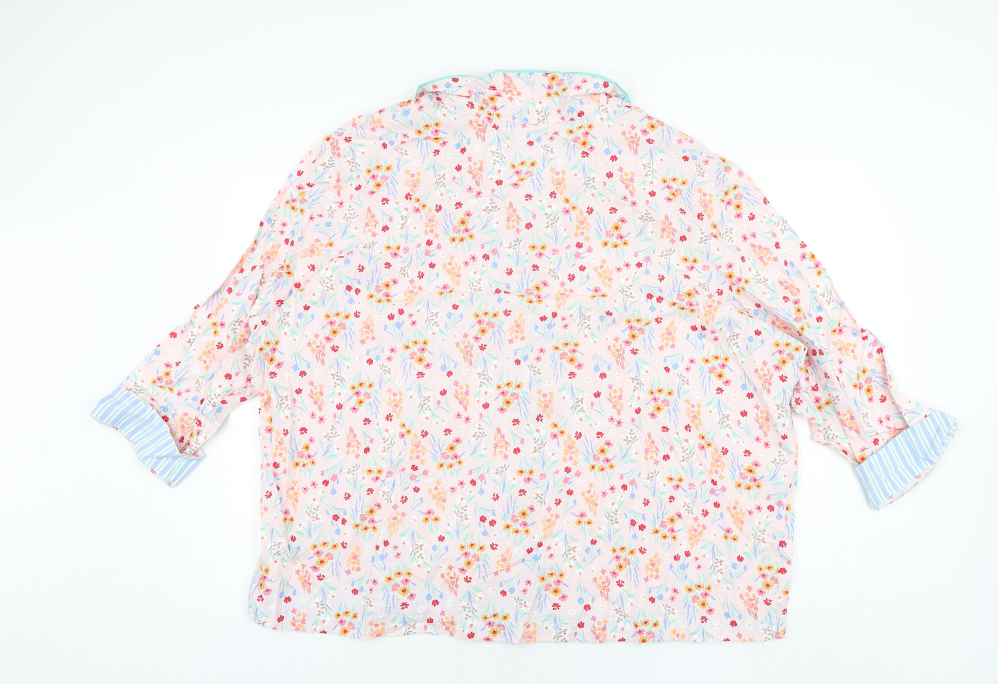 Marks and Spencer Womens Multicoloured Floral Cotton Top Pyjama Top Size 22 Button
