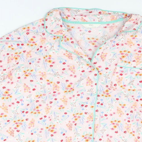 Marks and Spencer Womens Multicoloured Floral Cotton Top Pyjama Top Size 22 Button