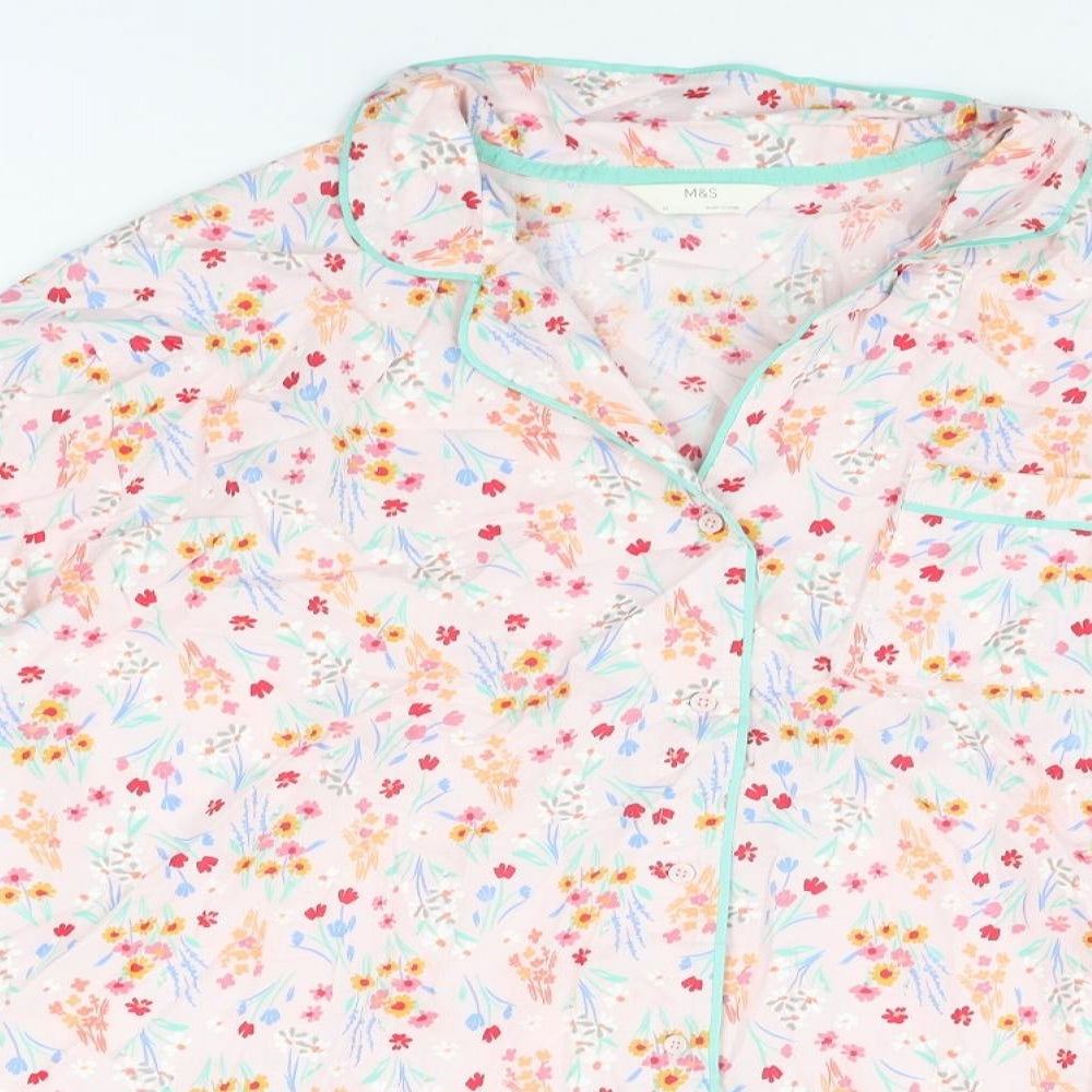 Marks and Spencer Womens Multicoloured Floral Cotton Top Pyjama Top Size 22 Button