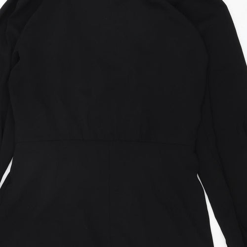 Zara Womens Black Polyester Wrap Dress Size XL V-Neck Zip