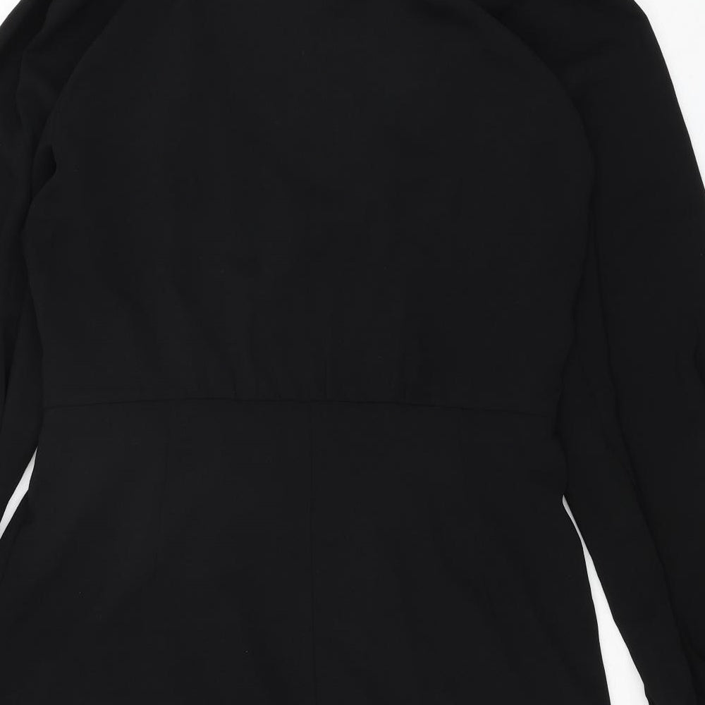 Zara Womens Black Polyester Wrap Dress Size XL V-Neck Zip