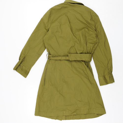 Mango Womens Green Cotton Shift Size S Collared Button - Belted