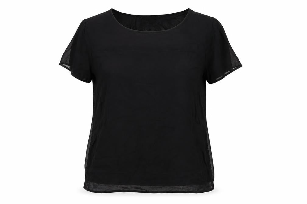 Next Womens Black Viscose Basic Blouse Size 10 Round Neck - Semi Sheer