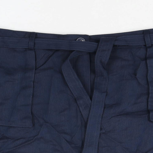 Marks and Spencer Womens Blue Lyocell Mini Skirt Size 20 Zip - Belted