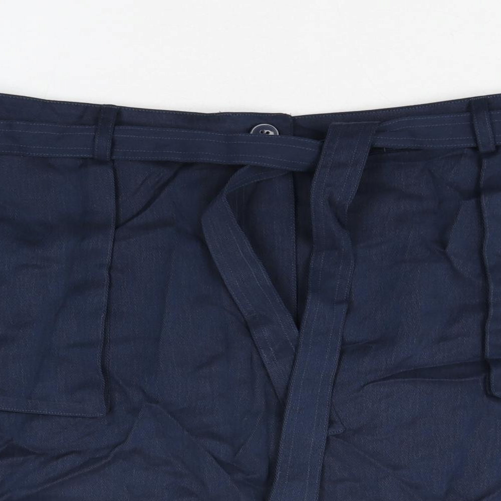 Marks and Spencer Womens Blue Lyocell Mini Skirt Size 20 Zip - Belted