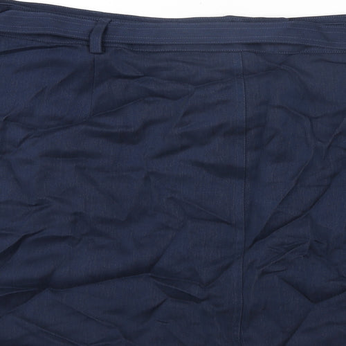 Marks and Spencer Womens Blue Lyocell Mini Skirt Size 20 Zip - Belted