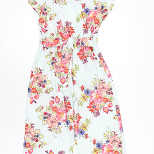 NEXT Girls Blue Floral Polyester Jumpsuit One-Piece Size 7 Years L14 in Button - Belted