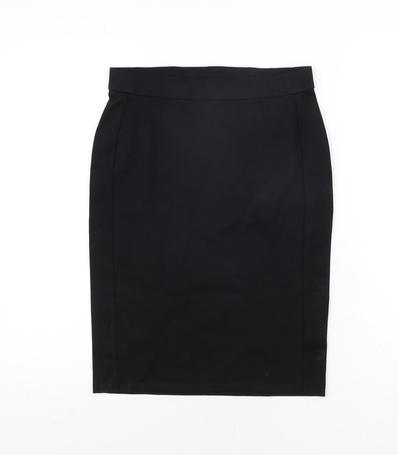 Marks and Spencer Girls Black Vinyl Straight & Pencil Skirt Size 11-12 Years Regular Pull On