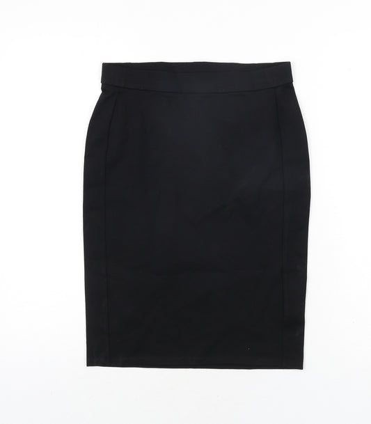 Marks and Spencer Girls Black Vinyl Straight & Pencil Skirt Size 11-12 Years Regular Pull On