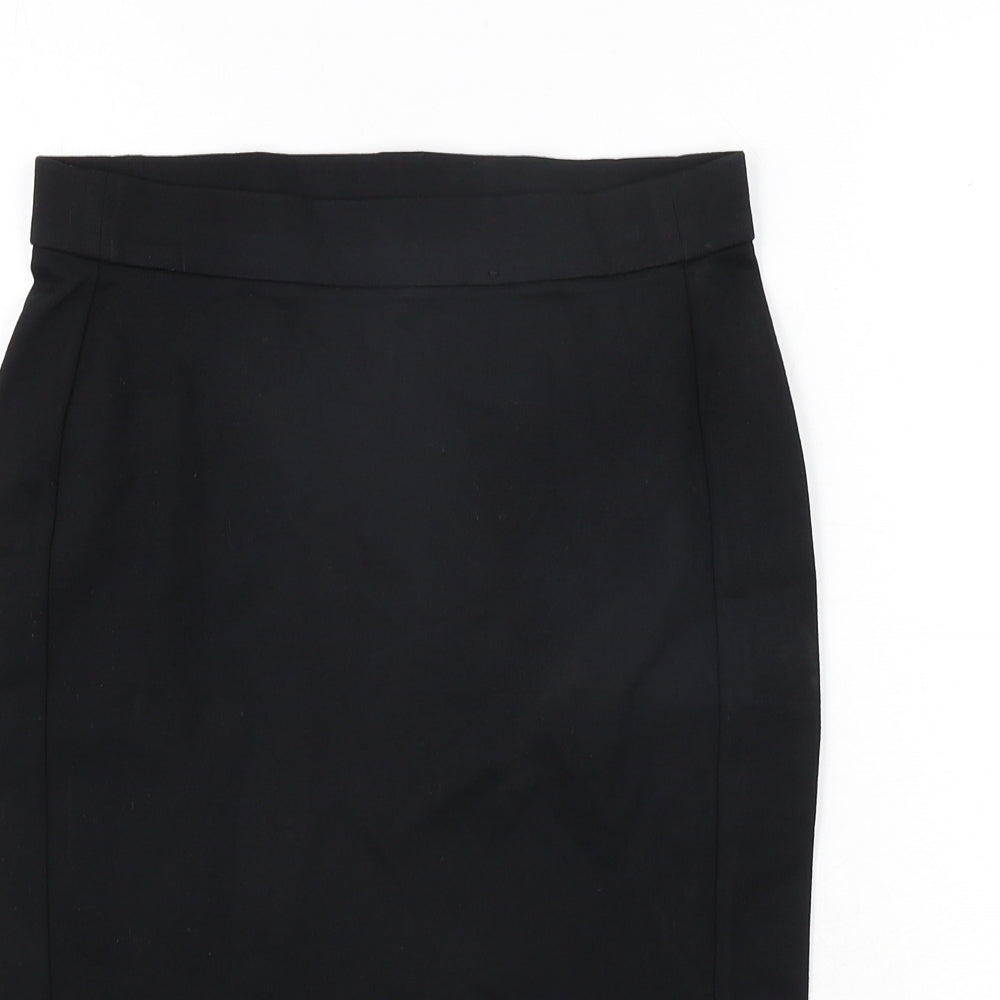 Marks and Spencer Girls Black Vinyl Straight & Pencil Skirt Size 11-12 Years Regular Pull On