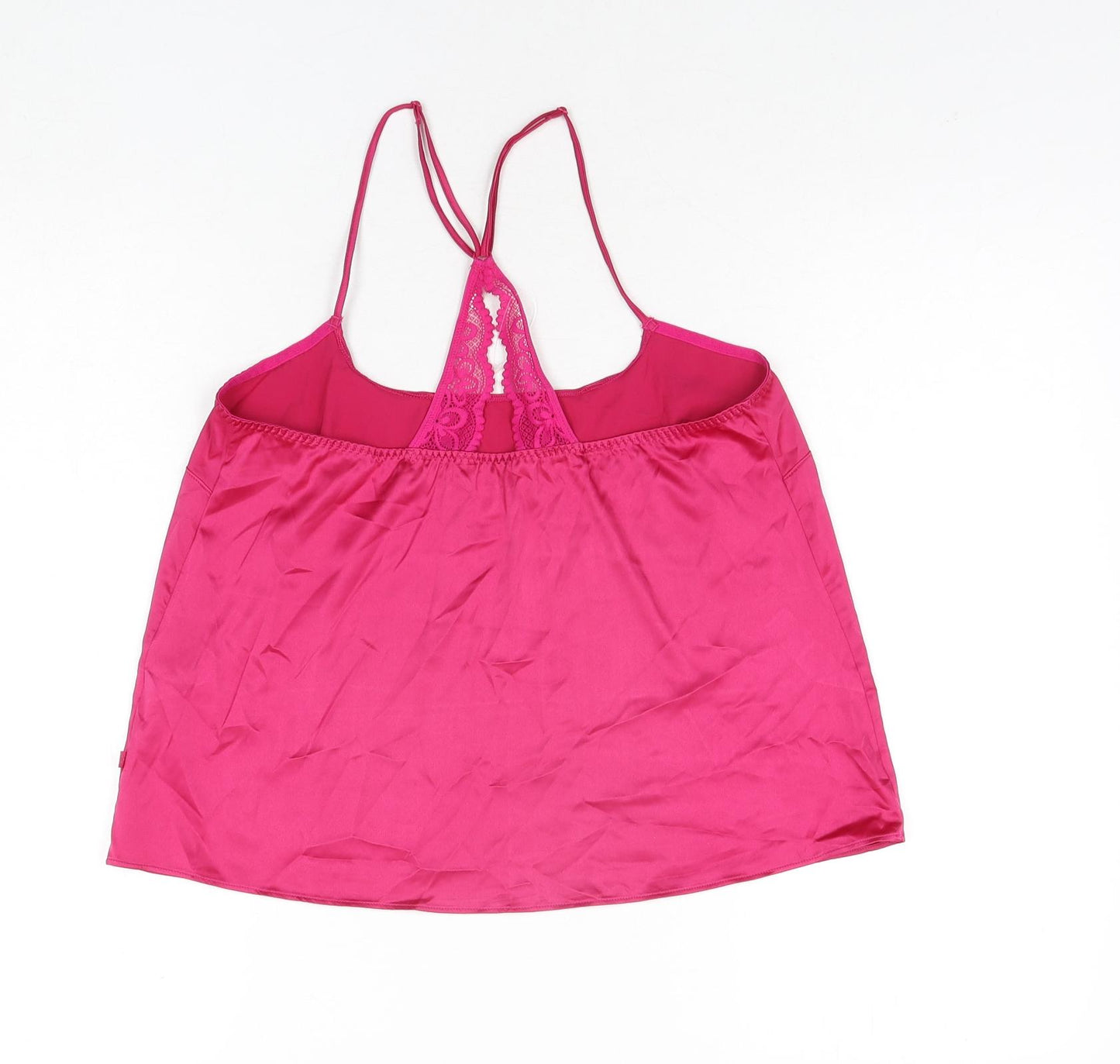 Marks and Spencer Womens Pink Solid Polyester Cami Pyjama Top Size S - Lace Detail