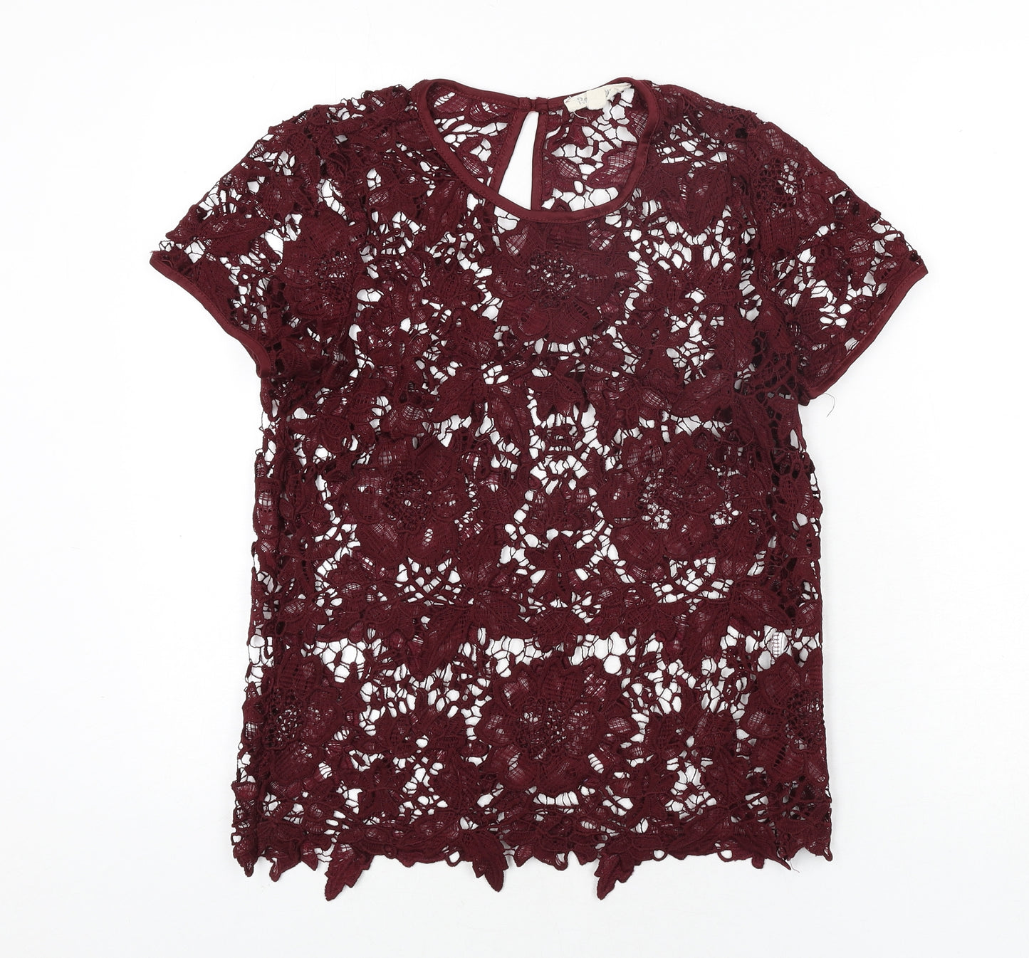 Rebellion Womens Red Polyester Basic Blouse Size M Round Neck