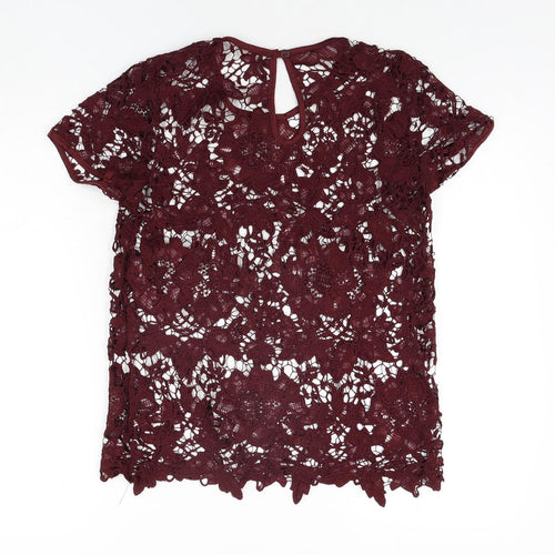 Rebellion Womens Red Polyester Basic Blouse Size M Round Neck