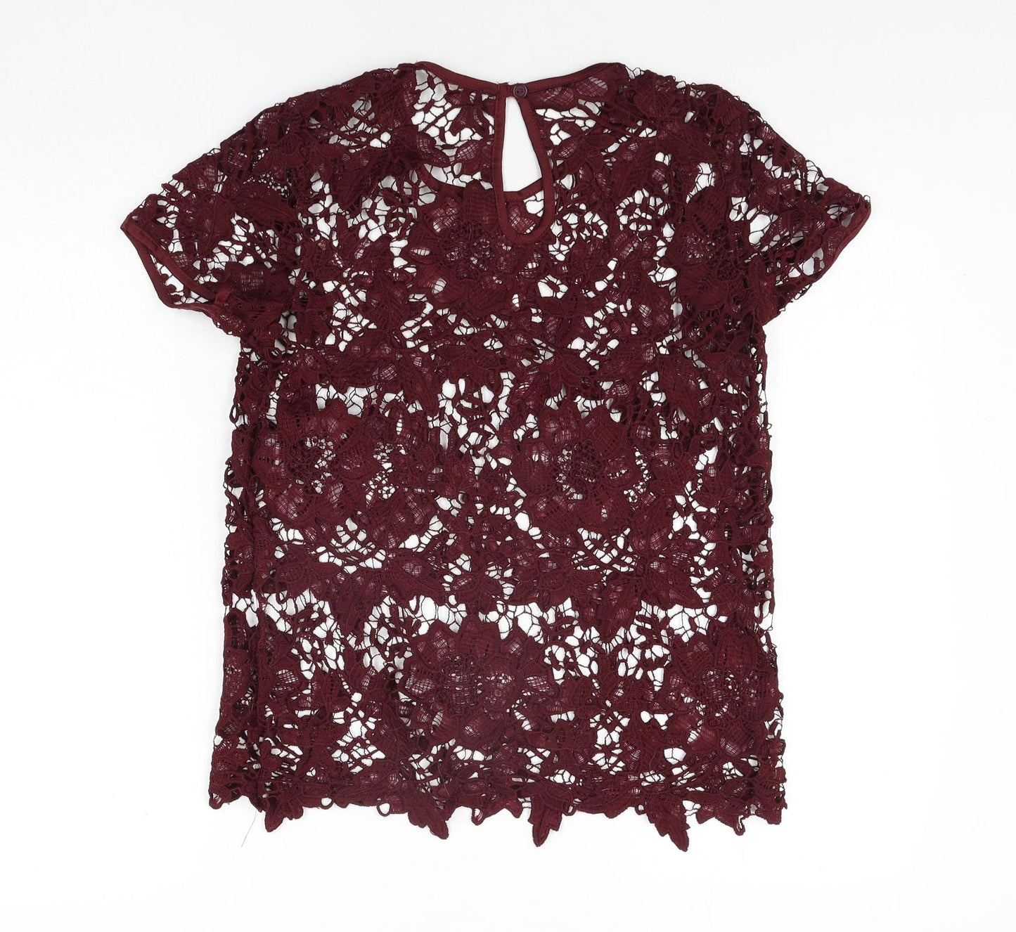 Rebellion Womens Red Polyester Basic Blouse Size M Round Neck