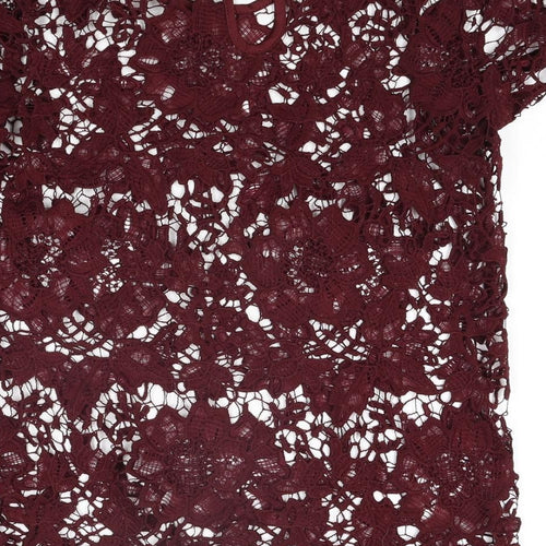 Rebellion Womens Red Polyester Basic Blouse Size M Round Neck