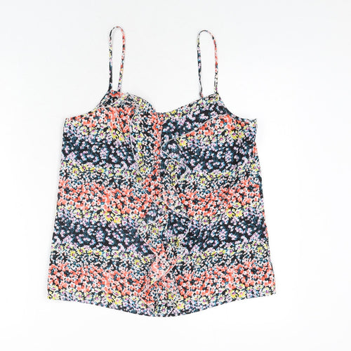 Oasis Womens Multicoloured Floral Polyester Camisole Blouse Size 10 Scoop Neck - Frill