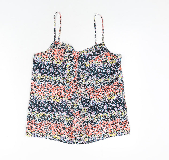 Oasis Womens Multicoloured Floral Polyester Camisole Blouse Size 10 Scoop Neck - Frill