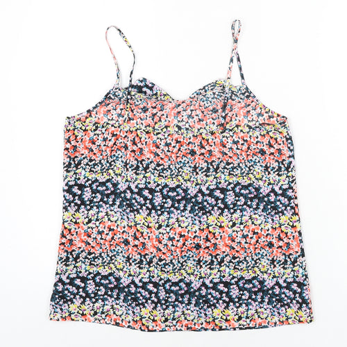 Oasis Womens Multicoloured Floral Polyester Camisole Blouse Size 10 Scoop Neck - Frill