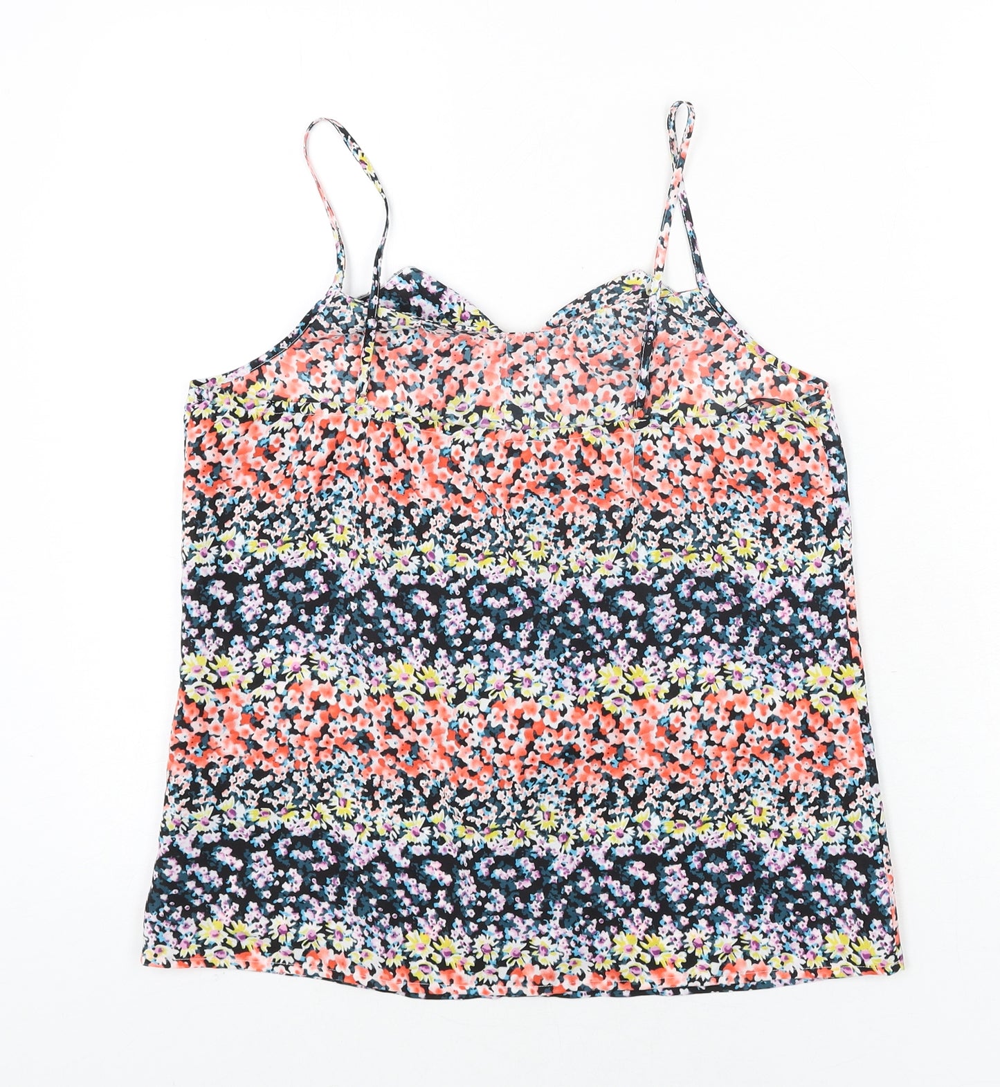 Oasis Womens Multicoloured Floral Polyester Camisole Blouse Size 10 Scoop Neck - Frill