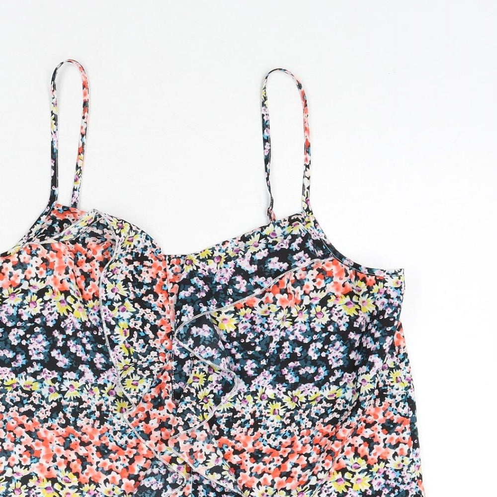 Oasis Womens Multicoloured Floral Polyester Camisole Blouse Size 10 Scoop Neck - Frill