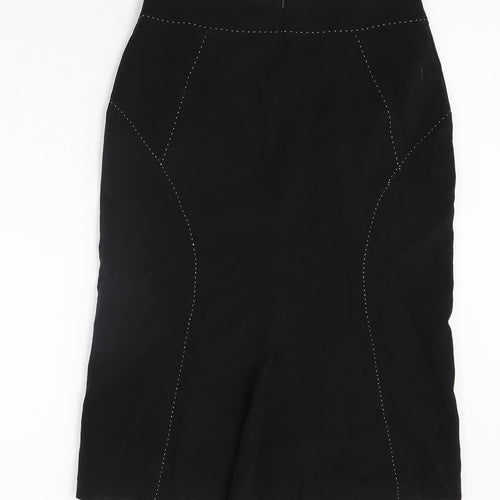 Principles Womens Black Polyester Straight & Pencil Skirt Size 10 Zip - Stitch Detail