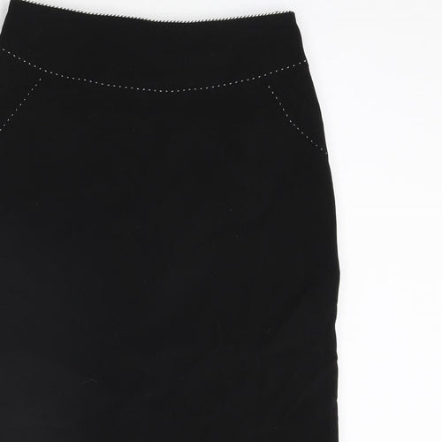 Principles Womens Black Polyester Straight & Pencil Skirt Size 10 Zip - Stitch Detail