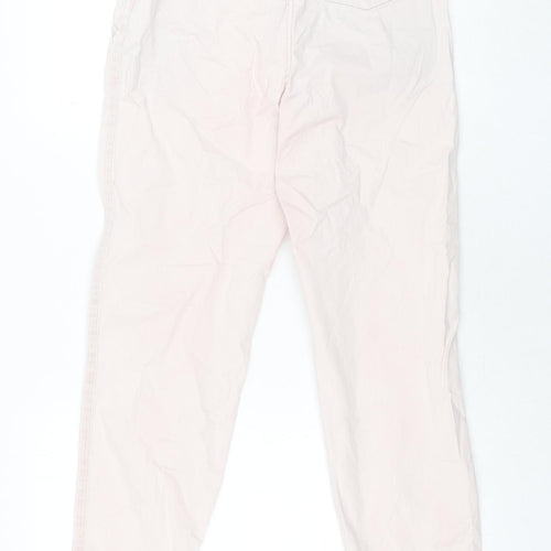 Marks and Spencer Womens Pink Cotton Chino Trousers Size 10 L28 in Regular Zip - Taped Sides