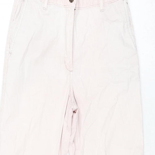 Marks and Spencer Womens Pink Cotton Chino Trousers Size 10 L28 in Regular Zip - Taped Sides