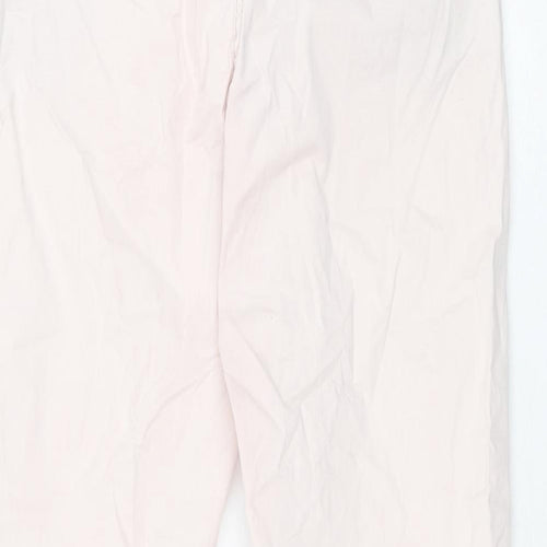 Marks and Spencer Womens Pink Cotton Chino Trousers Size 10 L28 in Regular Zip - Taped Sides