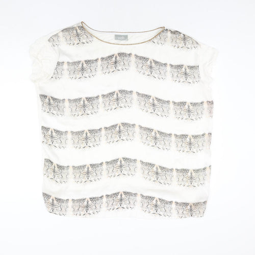 Wallis Womens Ivory Polyester Basic Blouse Size XL Round Neck - Leopard Face Print