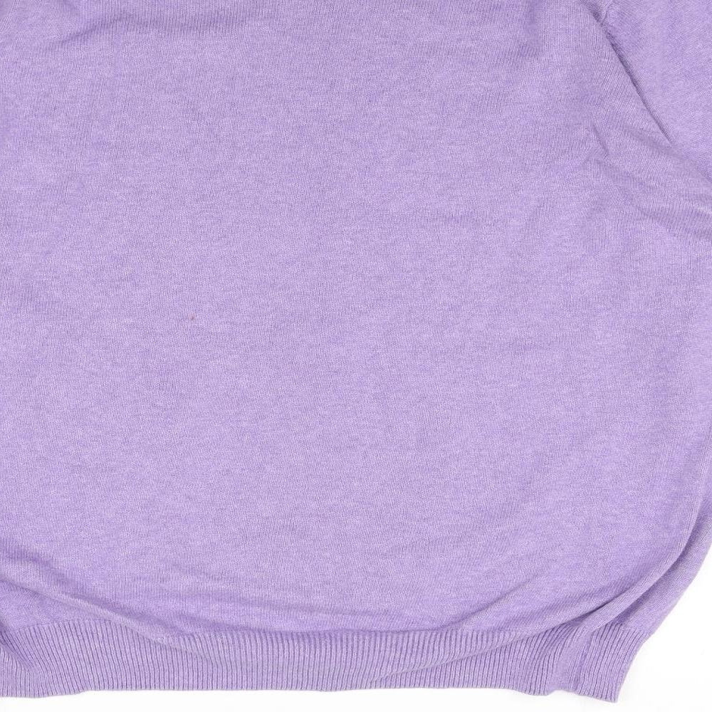 Marks and Mens Purple Round Neck Cotton Pullover Jumper Size XL Long Sleeve