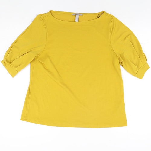 H&M Womens Yellow Polyester Basic Blouse Size M Round Neck