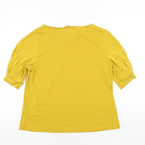 H&M Womens Yellow Polyester Basic Blouse Size M Round Neck