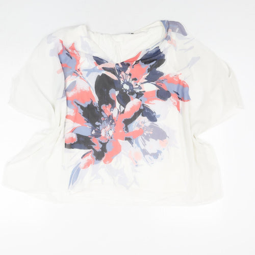 Roman Womens White Polyester Basic Blouse Size 10 V-Neck - Floral Print