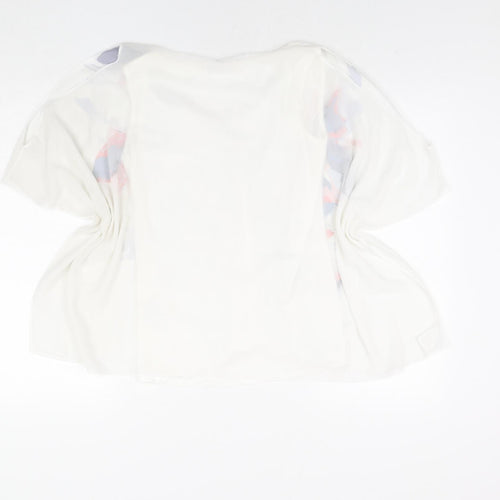 Roman Womens White Polyester Basic Blouse Size 10 V-Neck - Floral Print