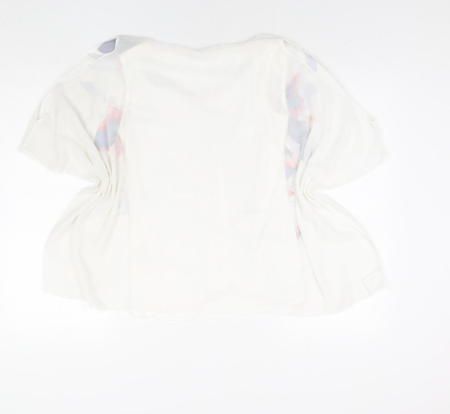 Roman Womens White Polyester Basic Blouse Size 10 V-Neck - Floral Print